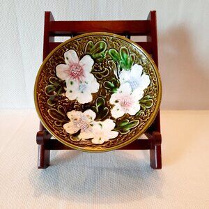 Majolica Style Bowl with Floral Motif, 7 1/2" W